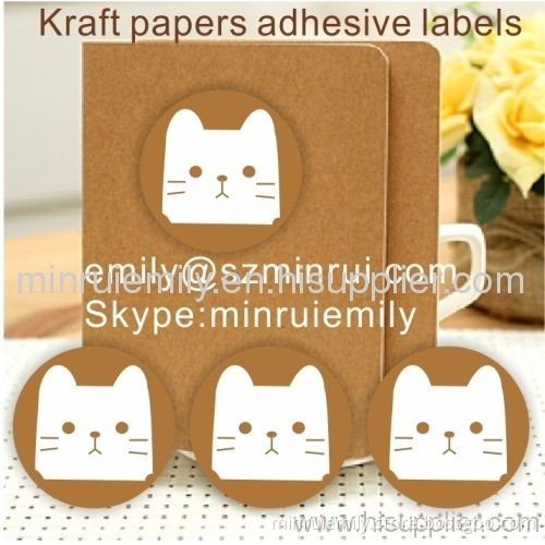 Small Adhesive Stickers Made Of Kraft Adhesive Labels,kraft Stickers For Notebooks